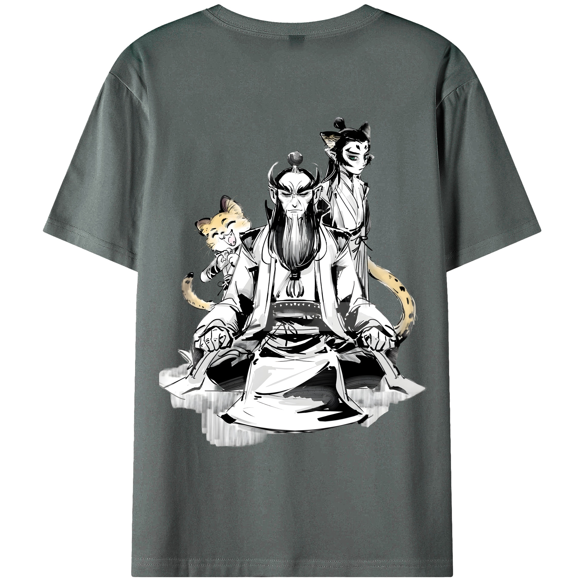 （画像用） Ne Zha 2 ナタ 魔童の大暴れ 綿100％ メンズ半袖Tシャツ（バックプリント） 通気性